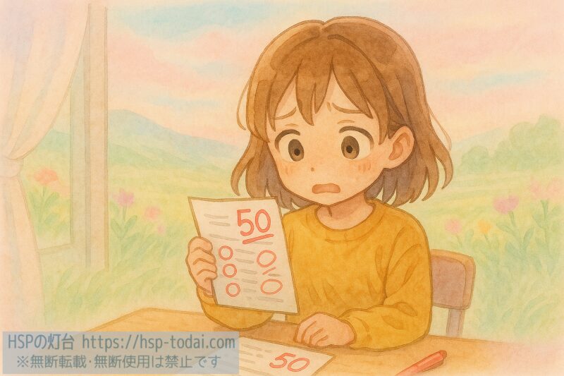 テスト結果にショックを受ける女の子のイラスト