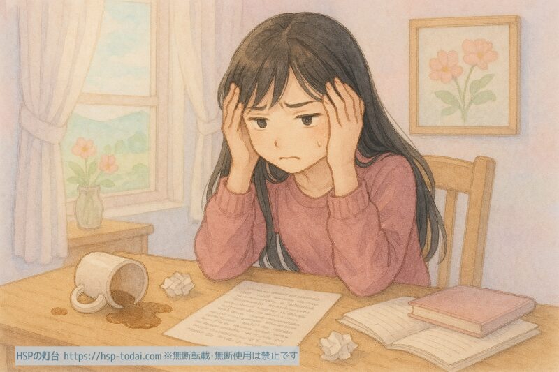 完璧主義に悩むHSP女性のイラスト