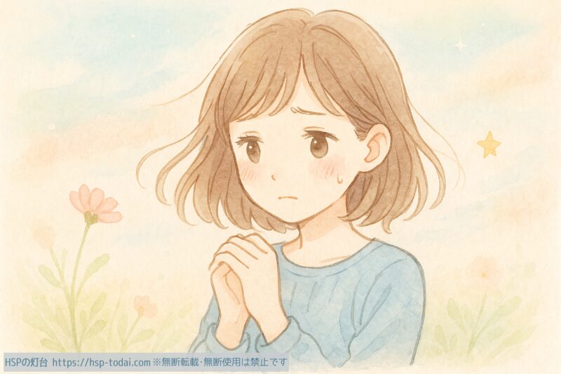 心配するHSP女子のイラスト画像