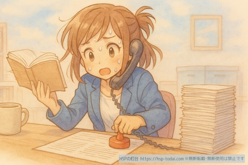 マルチタスクでストレスを感じる女の子のイラスト