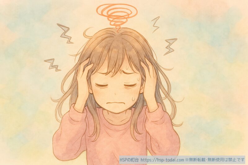 処理オーバーになっているHSPの女の子のイラスト