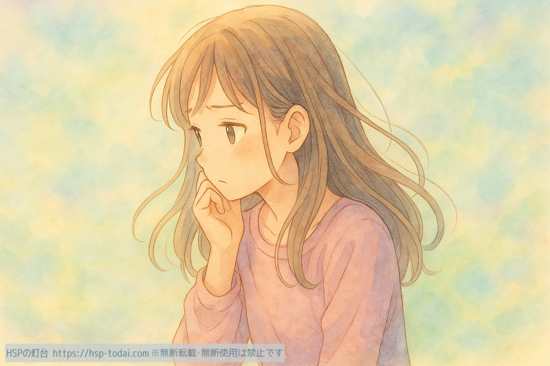 深く考え込んで不安そうなHSPの女の子