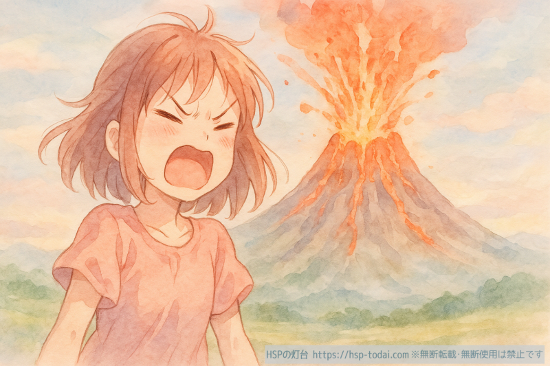 怒りが爆発しているHSPの女の子のイラスト