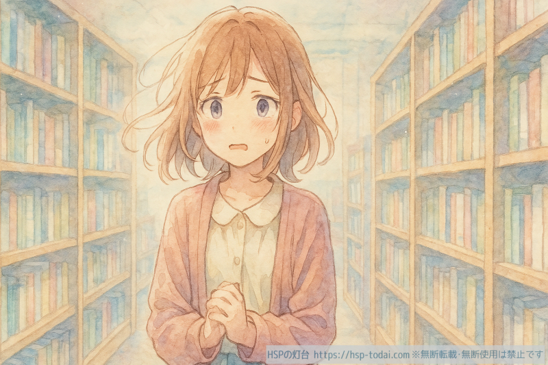 戸惑っているHSPの女の子のイラスト