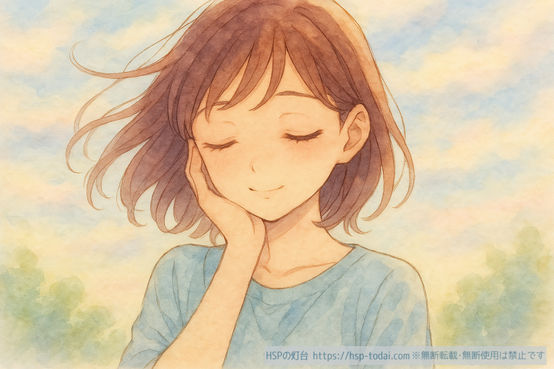 穏やかに考えているHSPの女の子のイラスト
