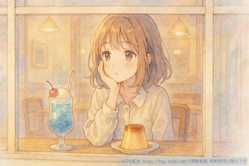 物思いにふける女の子のイラスト