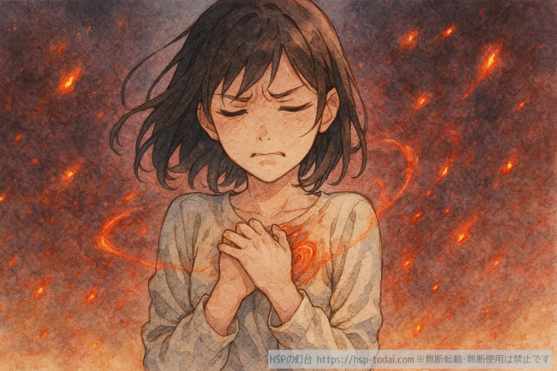 怒りがおさまらないHSPの女の子のイラスト