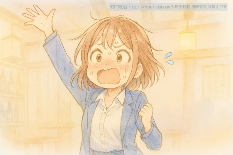 飲み会を盛り上げようとする女性社員のイラスト