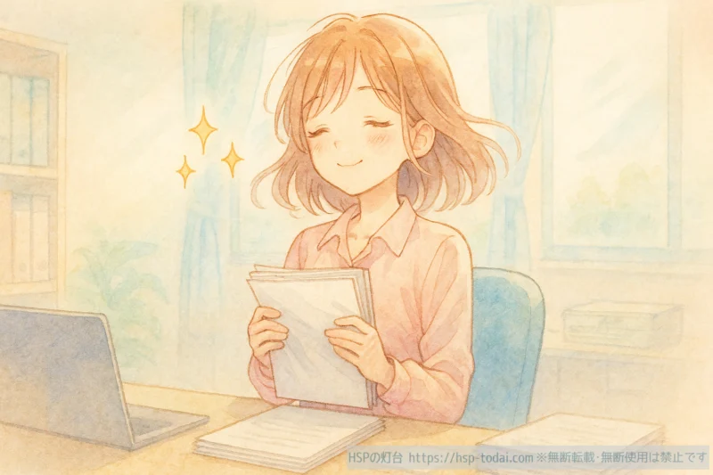 丁寧に仕事をするHSPの女の子のイラスト