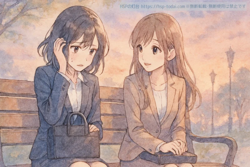 上司に仕事の相談をするHSPの女性社員のイラスト