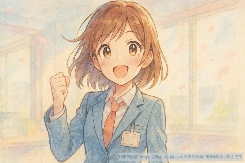 無気力感を乗り越えたHSPの女性社員のイラスト