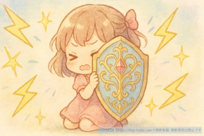 刺激から身を守るHSPの女の子のイラスト