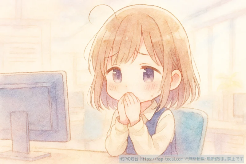 無口さに悩むHSPの女の子のイラスト