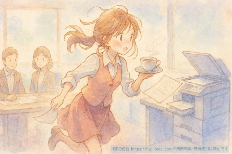 仕事が忙しいHSPの女の子のイラスト