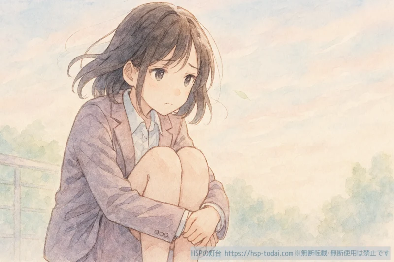仕事の遅さに悩むHSPの女の子のイラスト