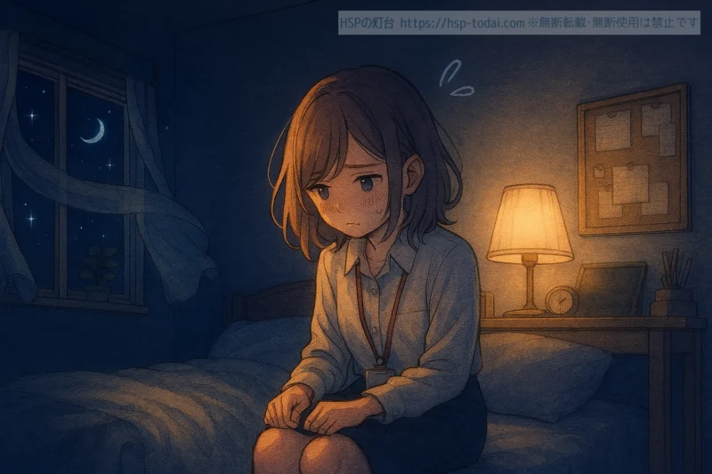 飲み会後に落ち込む女性社員のイラスト