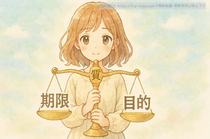 仕事の質と期限・目的のイメージイラスト