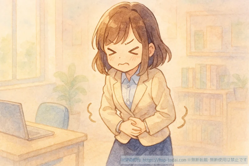 生理痛で苦しむ会社員の女の子のイラスト