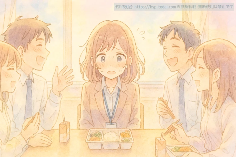雑談についていけない女性社員のイラスト