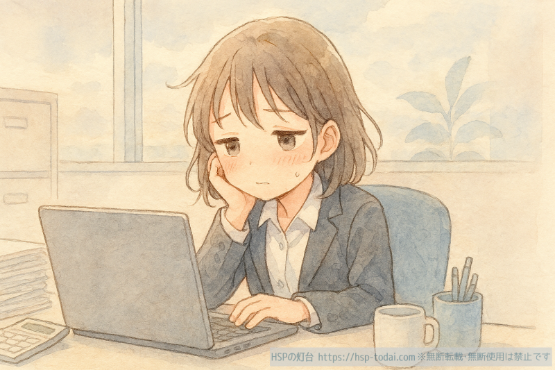 残業で疲れている女性社員のイラスト