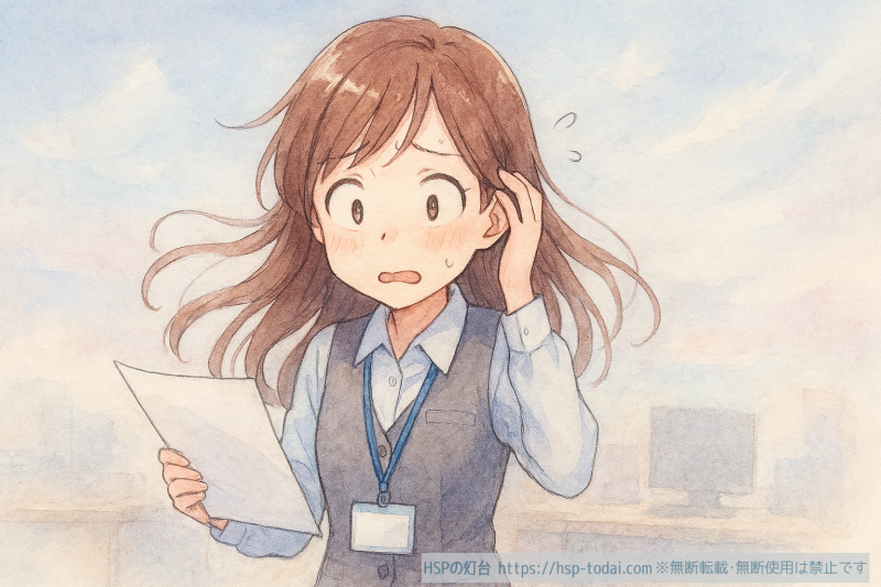 仕事で即決できない女性社員のイラスト