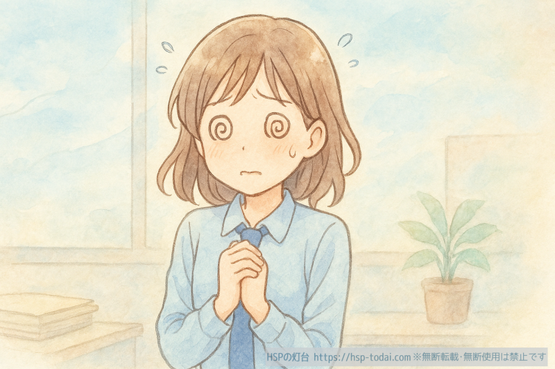 混乱している女性社員のイラスト