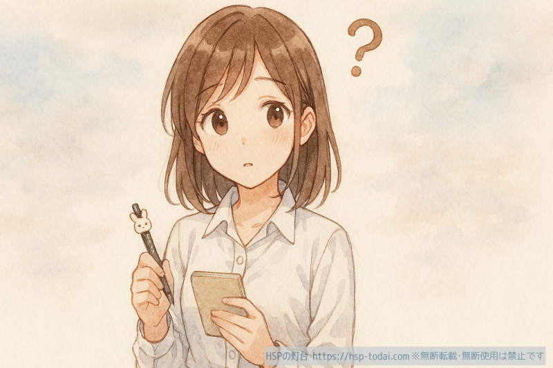 ペンとメモを持っている女性社員のイラスト