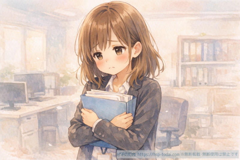 会社で困っている女性社員のイラスト