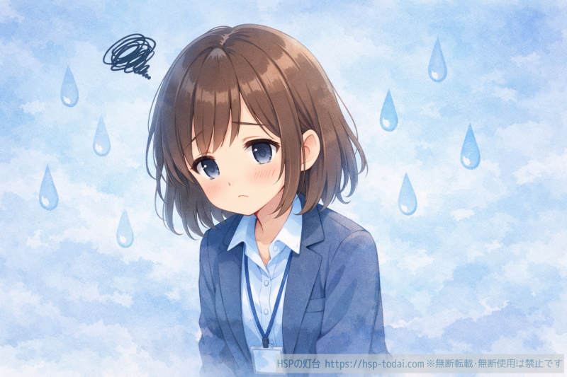 仕事で悩みを抱える女性社員のイラスト