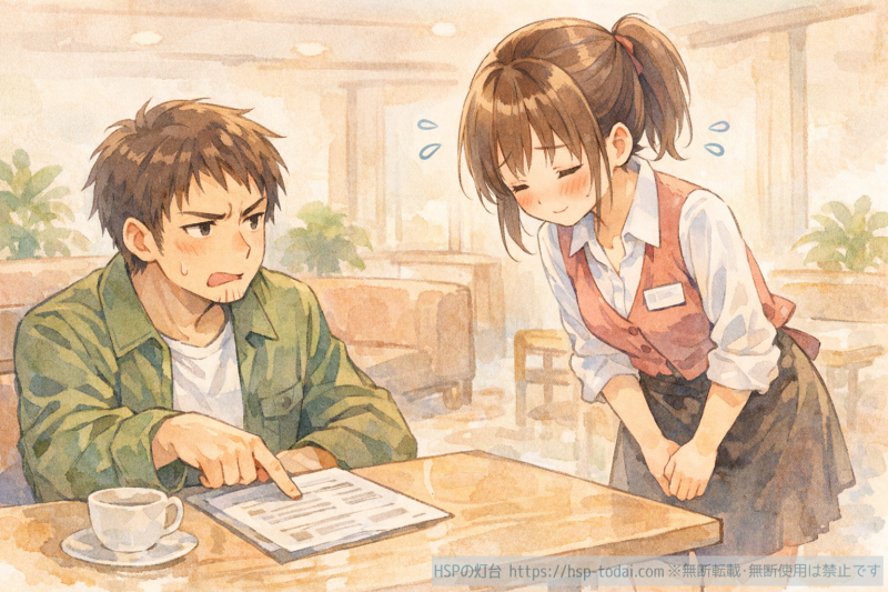 クレーム対応中の女性社員のイラスト