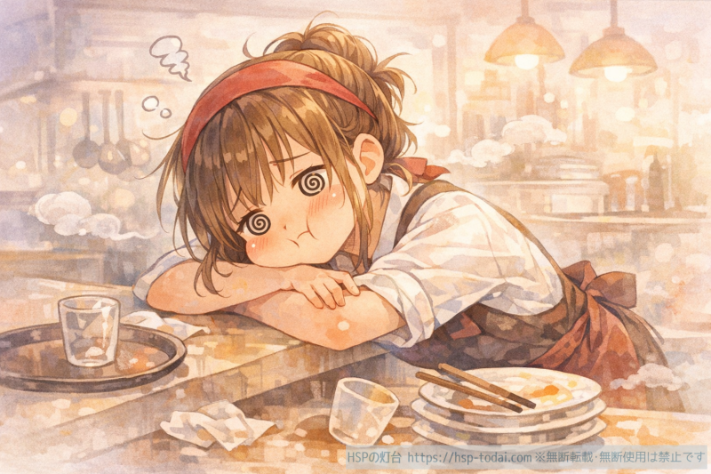 働きすぎて疲れている女性社員のイラスト