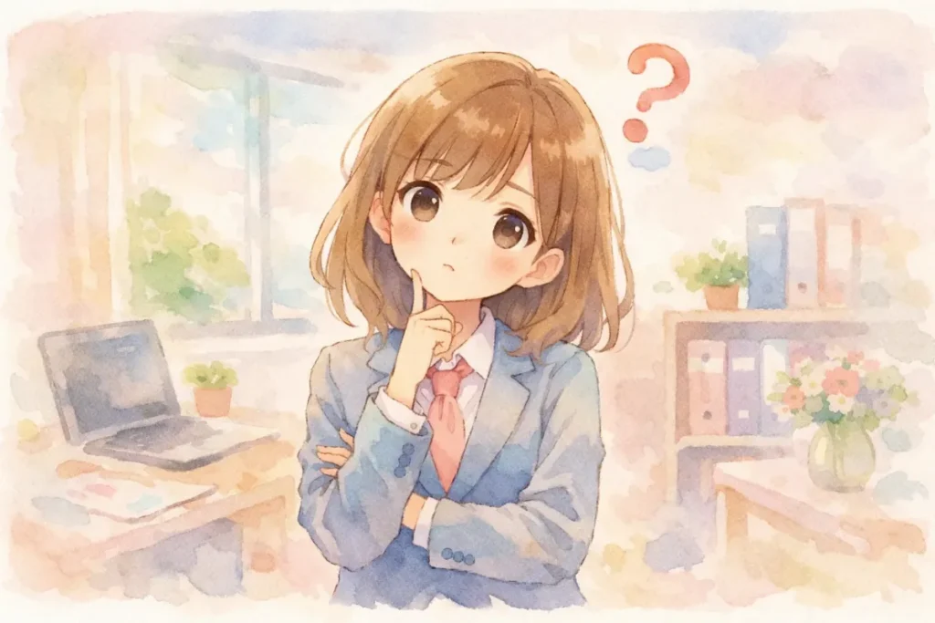 質問がある会社員の女の子のイラスト