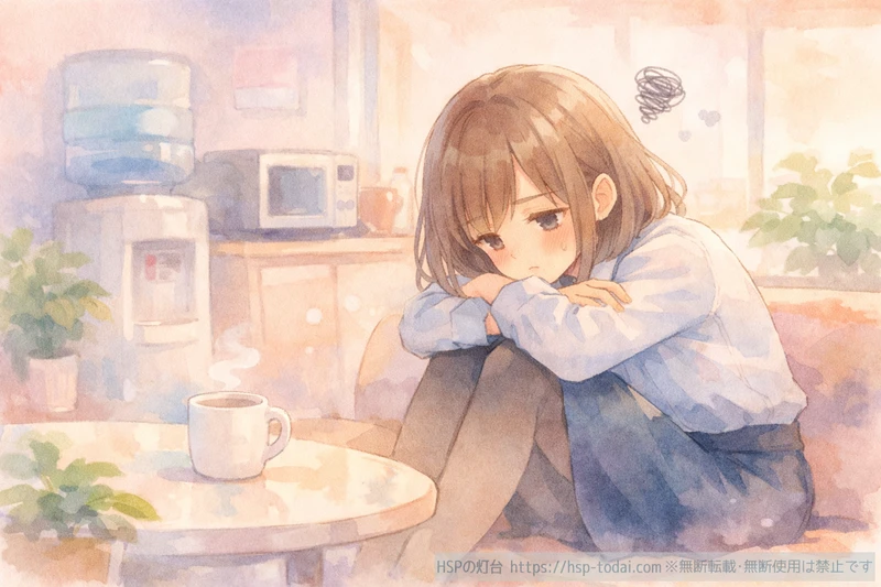 疲れたHSP女性のイラスト