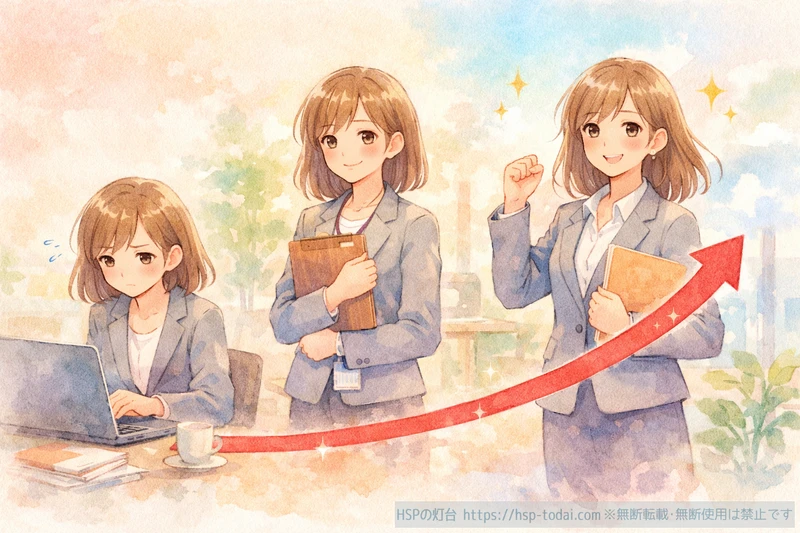 自信を取り戻し前向きに歩き出すHSP女性のイラスト